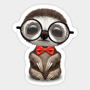 Cute Nerdy Sloth Wearing Glasses and Bow Tie Sticker